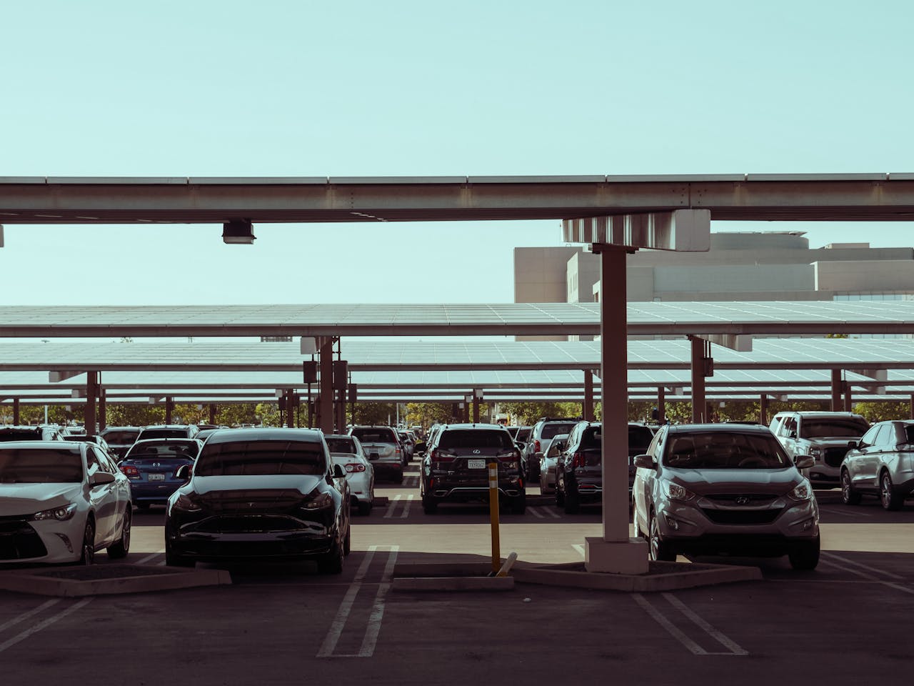 Parking Lot with Sustainable Solar Panels